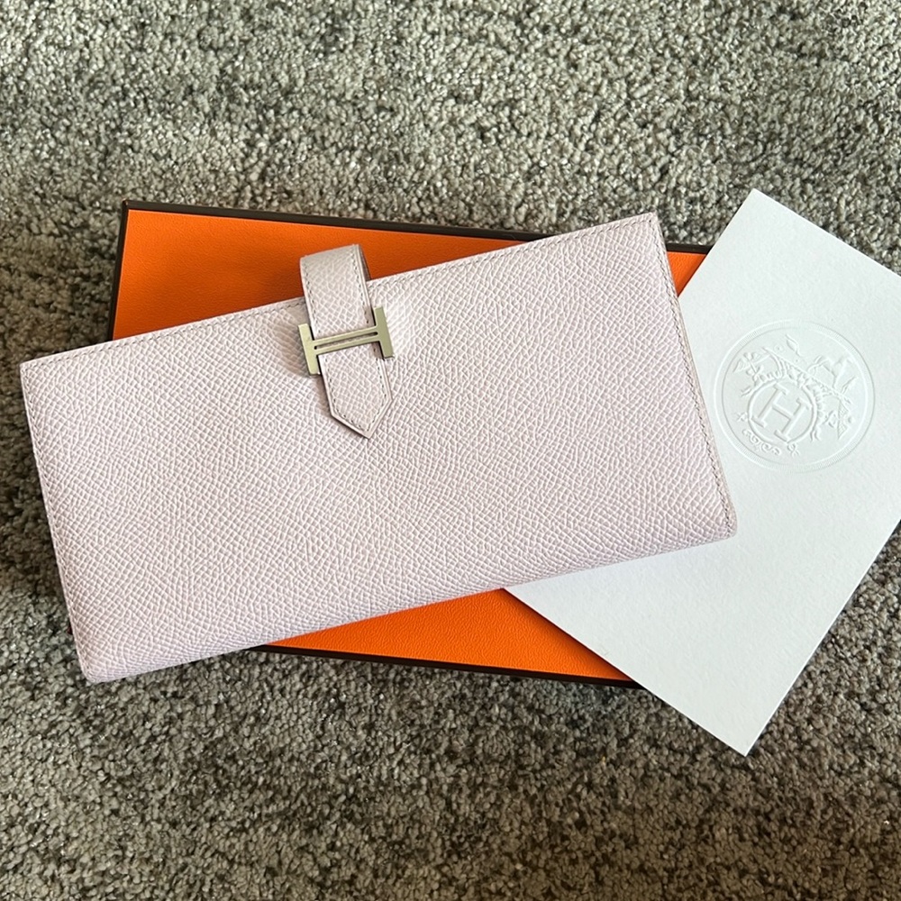 COPY - Hermes Bearn Wallet Light Pink SHW silver hardware